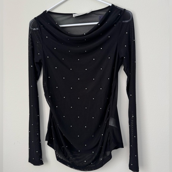 Rebbeca Minkoff Black Blouse Semi-Transparent Size S NWOT - Picture 5 of 8